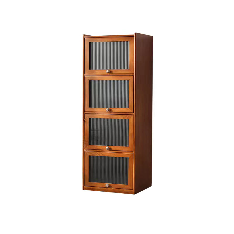 Mid-century Modern 4- Door Cabinet Rectangle Solid Wood Accent Cabinet
