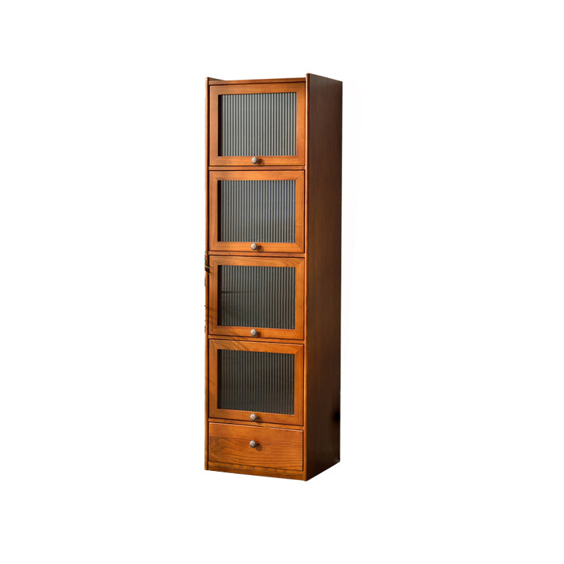 Mid-century Modern 4- Door Cabinet Rectangle Solid Wood Accent Cabinet