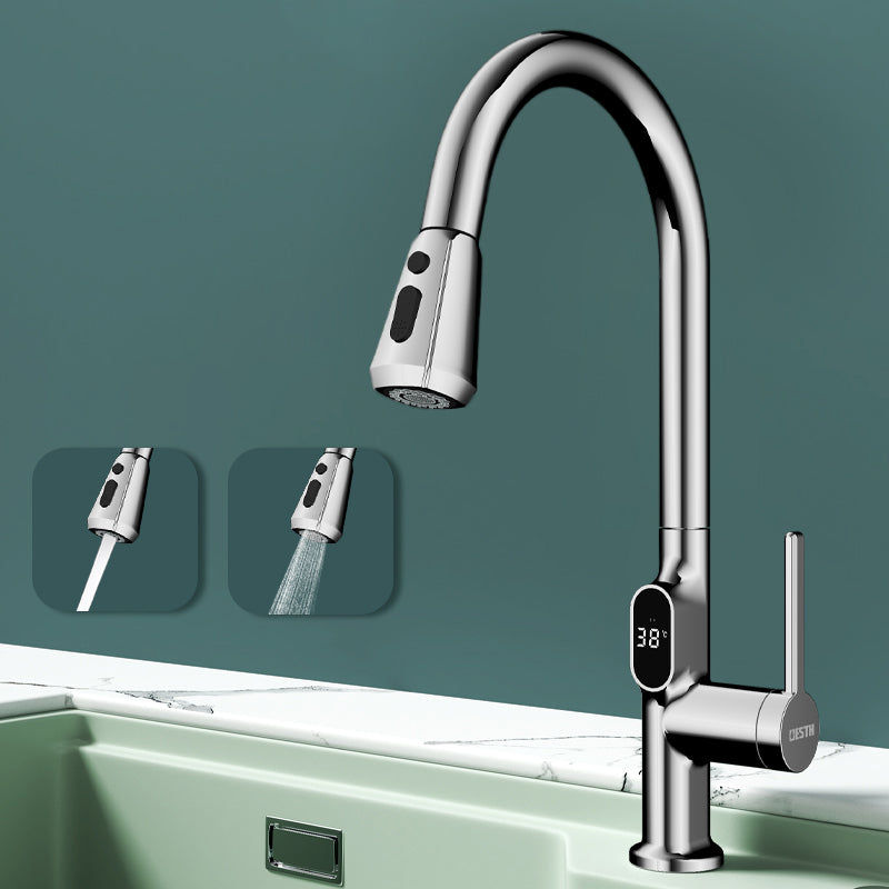 Digital Display Kitchen Faucet Touchless Sensor with Pull Out Sprayer