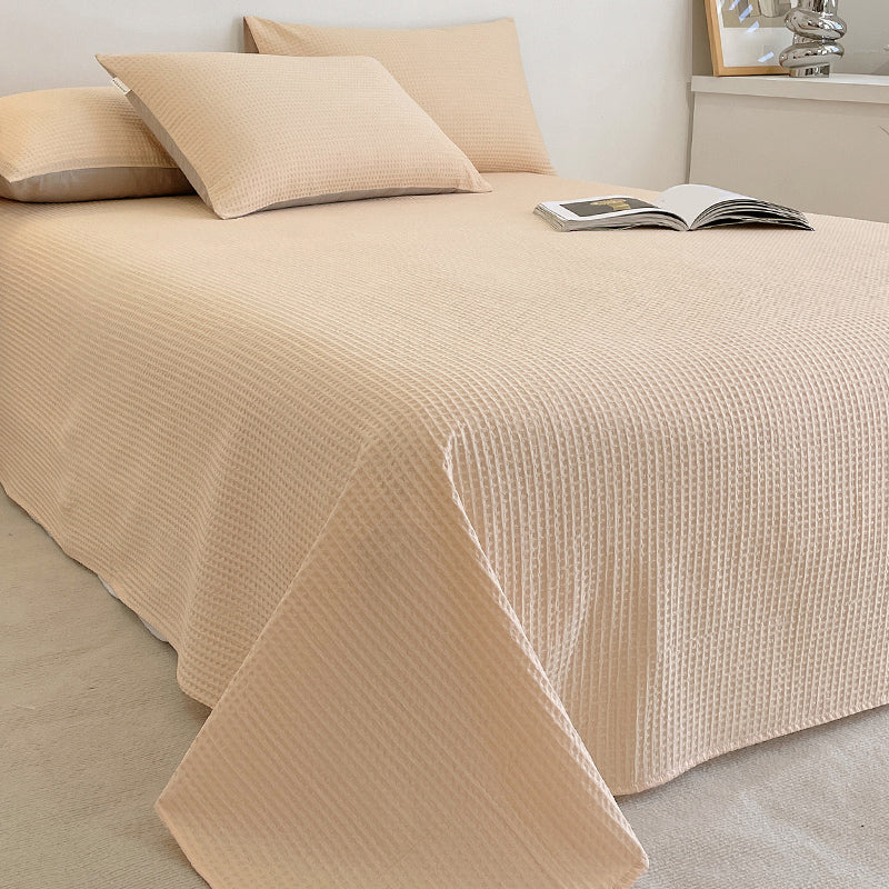 Waffle Bed Sheet Solid Cotton Fade Resistant Breathable Soft Bed Sheet Set