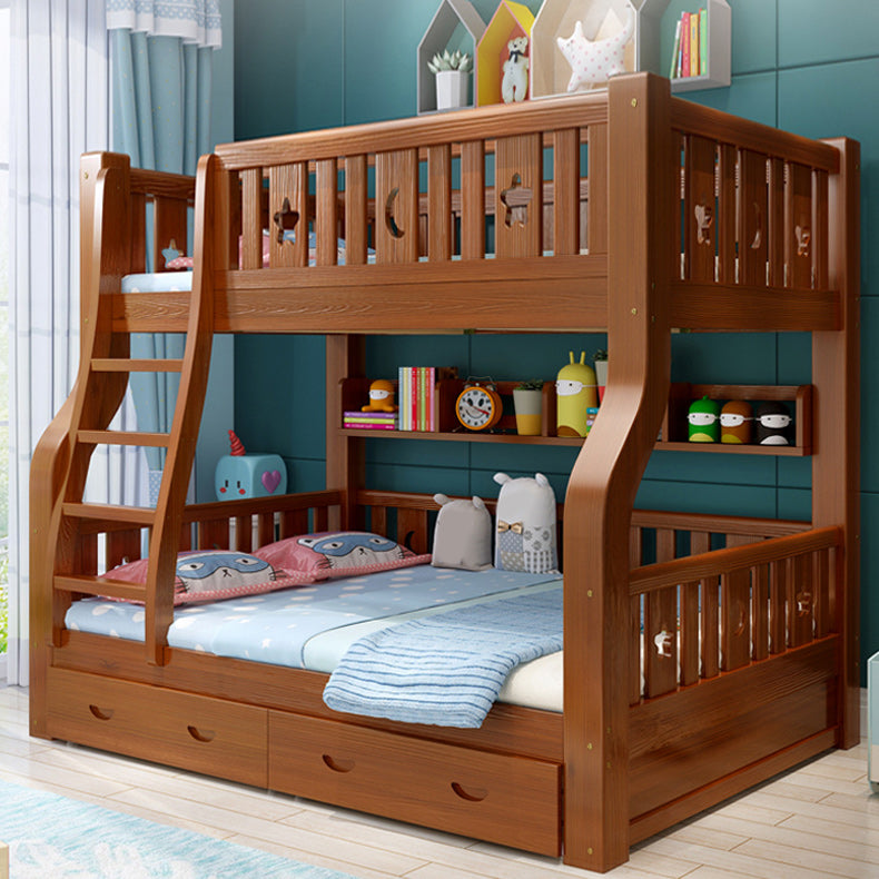 Solid Wood Standard Bunk Bed Gender Neutral Kids Bed with Drawers and Mattress