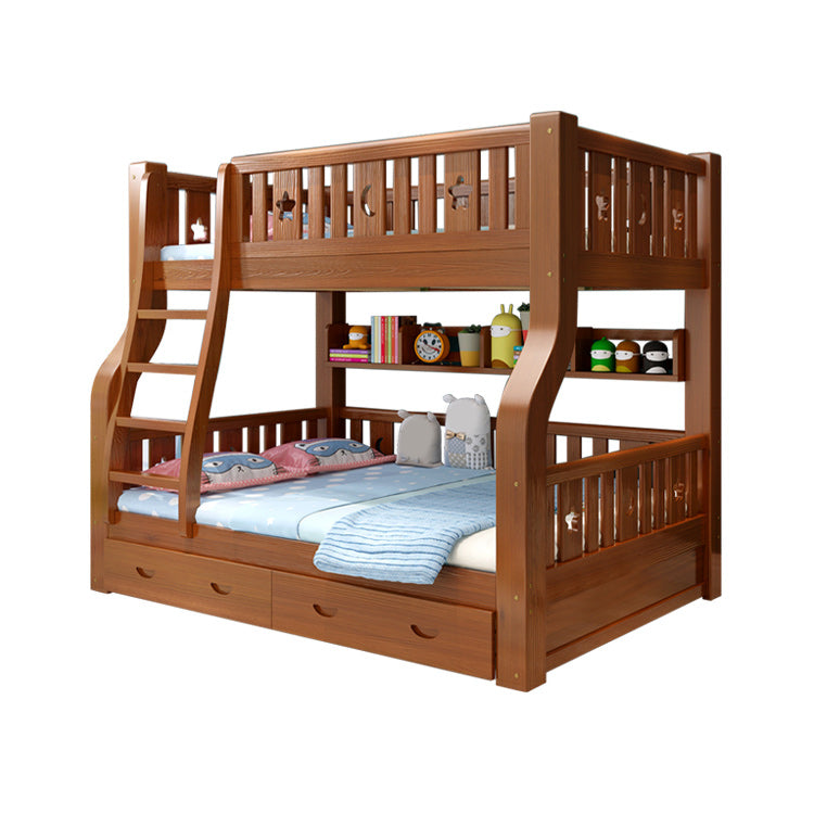 Solid Wood Standard Bunk Bed Gender Neutral Kids Bed with Drawers and Mattress