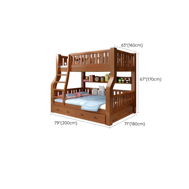 Solid Wood Standard Bunk Bed Gender Neutral Kids Bed with Drawers and Mattress