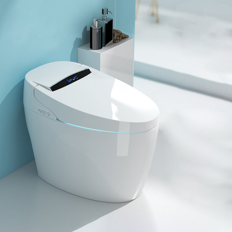 Elongated All-in-One Bidet White One-Piece Smart Toilet Bidet with Heated Seat