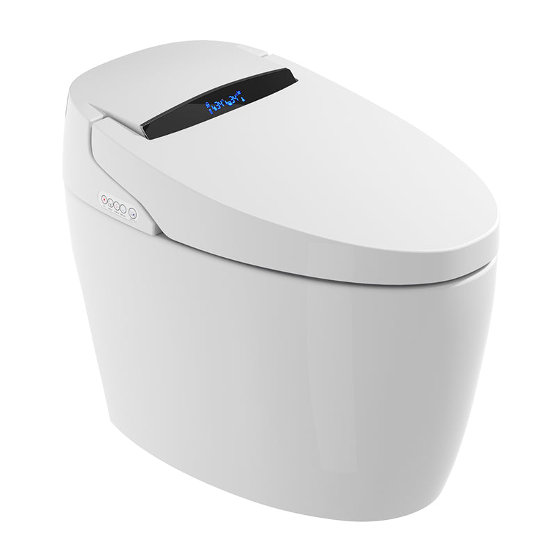 Elongated All-in-One Bidet White One-Piece Smart Toilet Bidet with Heated Seat