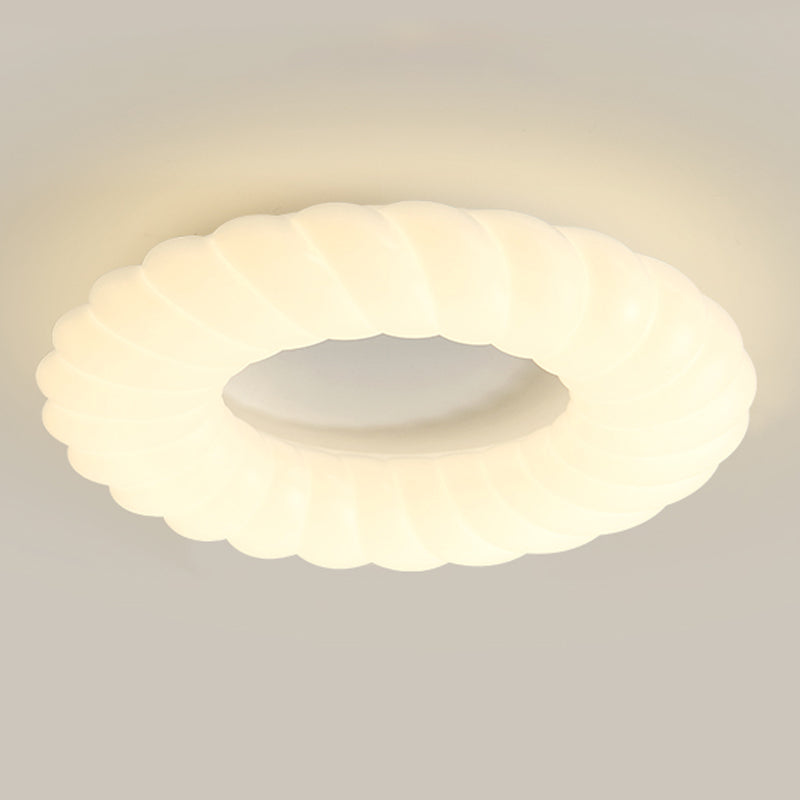 LED Modern Metal Flush Mount Rope Shape Ceiling Light with Plastic Shade for Living Room