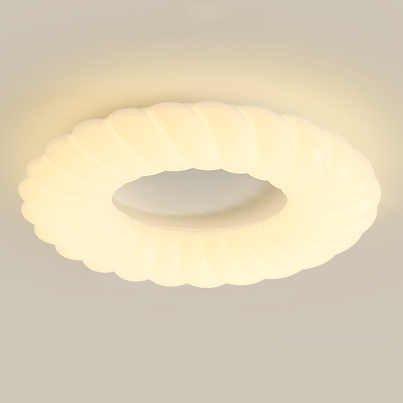 LED Modern Metal Flush Mount Rope Shape Ceiling Light with Plastic Shade for Living Room