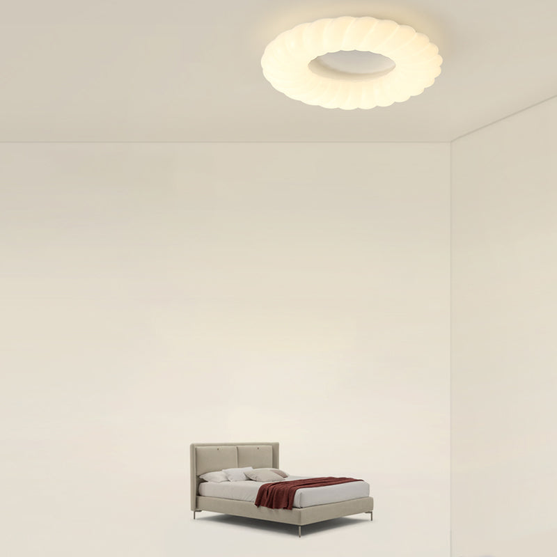 LED Modern Metal Flush Mount Rope Shape Ceiling Light with Plastic Shade for Living Room