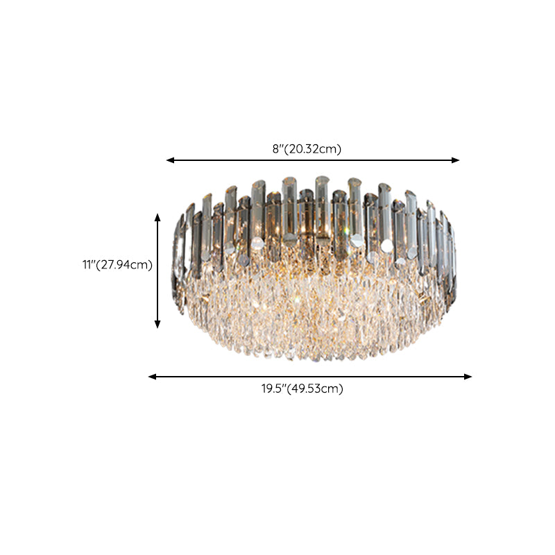 Modern Metal Flush Mount Circle Shape Ceiling Light with Crystal Shade for Living Room