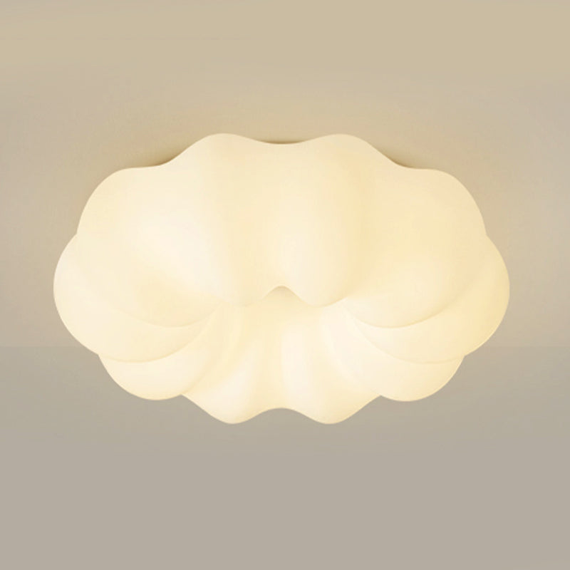 Modern LED Metal Flush Mount Pumpkin Shape Ceiling Lamp with Plastic Shade for Living Room