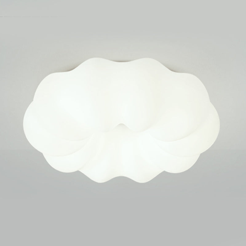 Modern LED Metal Flush Mount Pumpkin Shape Ceiling Lamp with Plastic Shade for Living Room