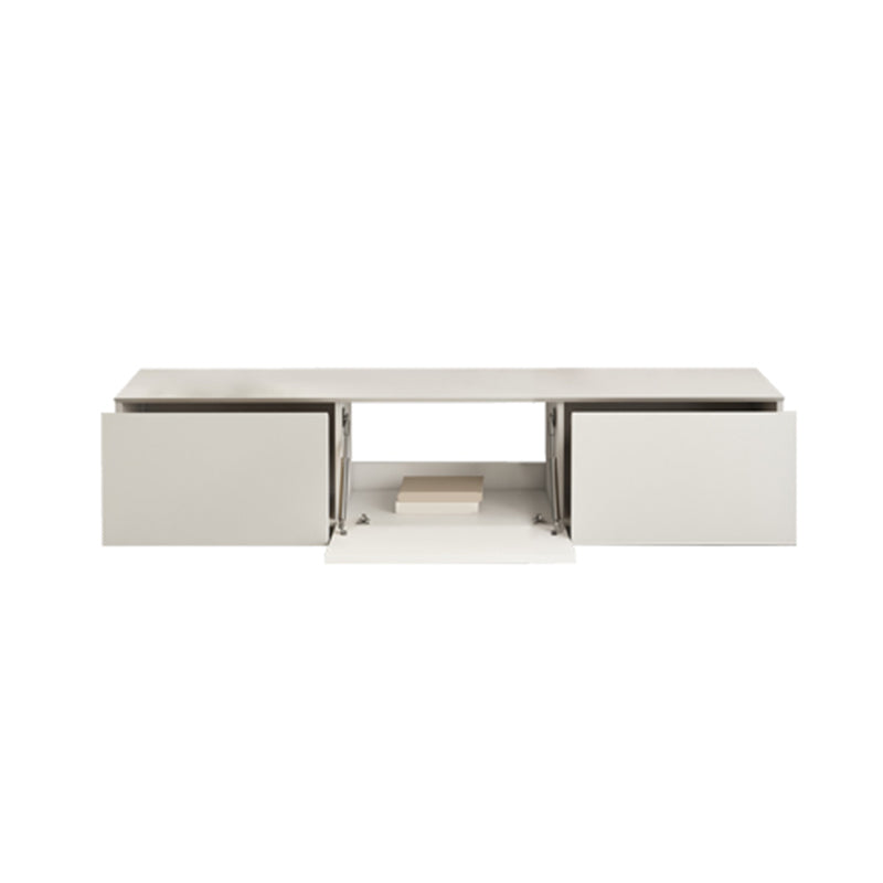 White Engineered Wood Media Console Contemporary TV Stand Console