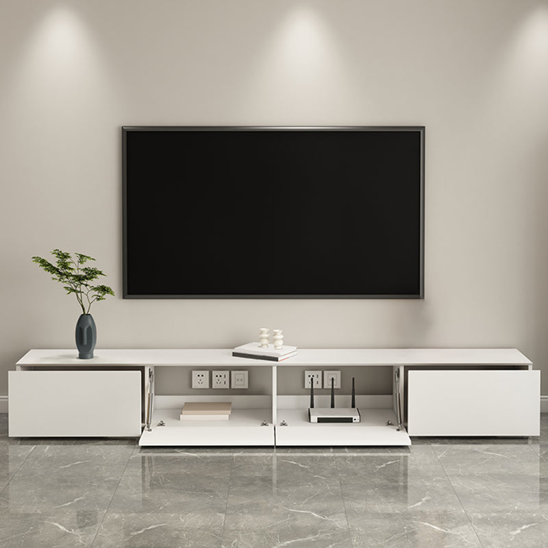 White Engineered Wood Media Console Contemporary TV Stand Console