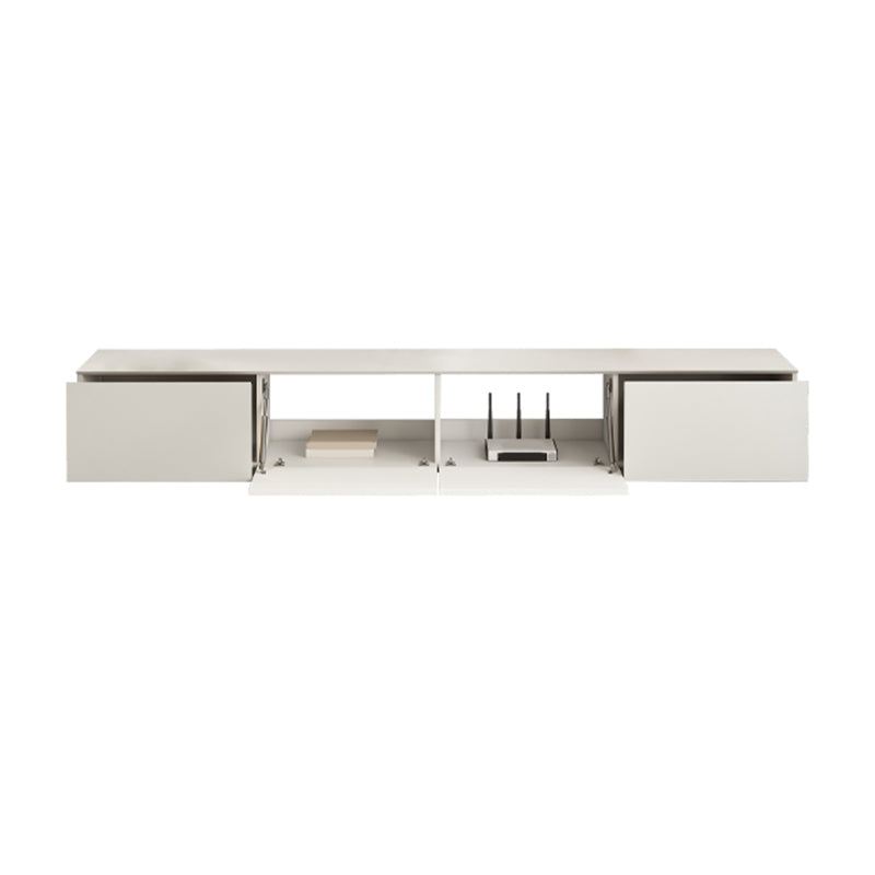 White Engineered Wood Media Console Contemporary TV Stand Console