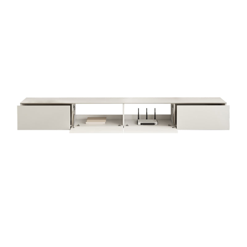 White Engineered Wood Media Console Contemporary TV Stand Console