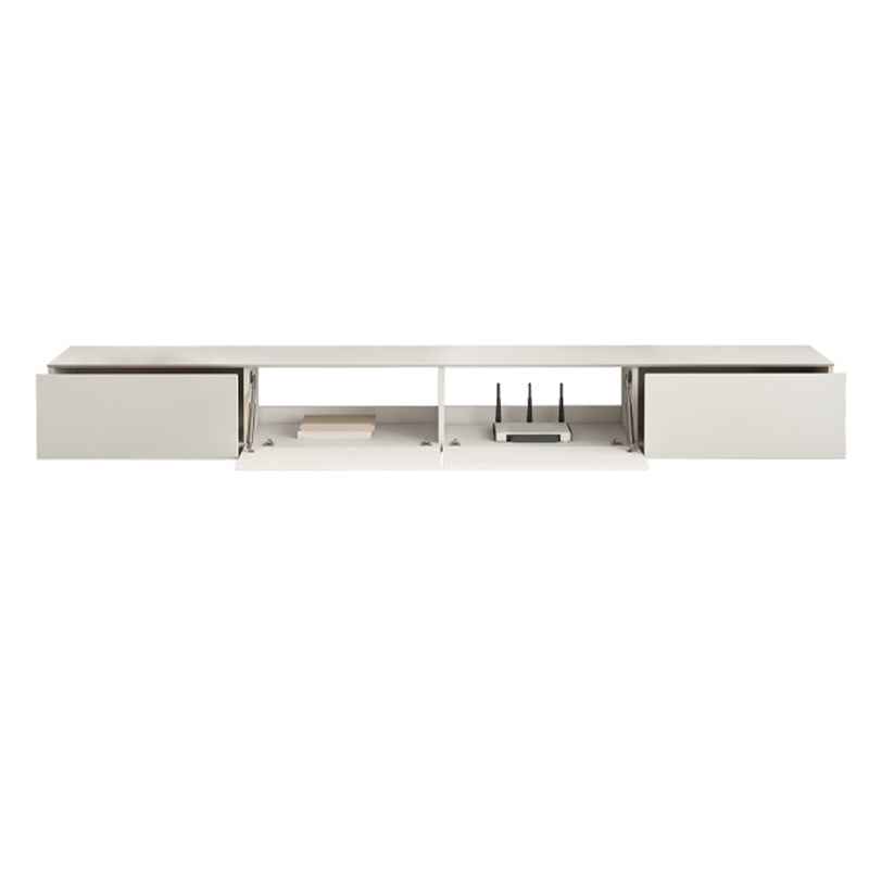 White Engineered Wood Media Console Contemporary TV Stand Console