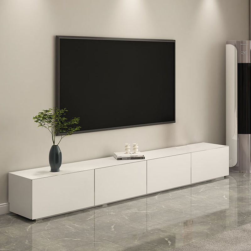 White Engineered Wood Media Console Contemporary TV Stand Console