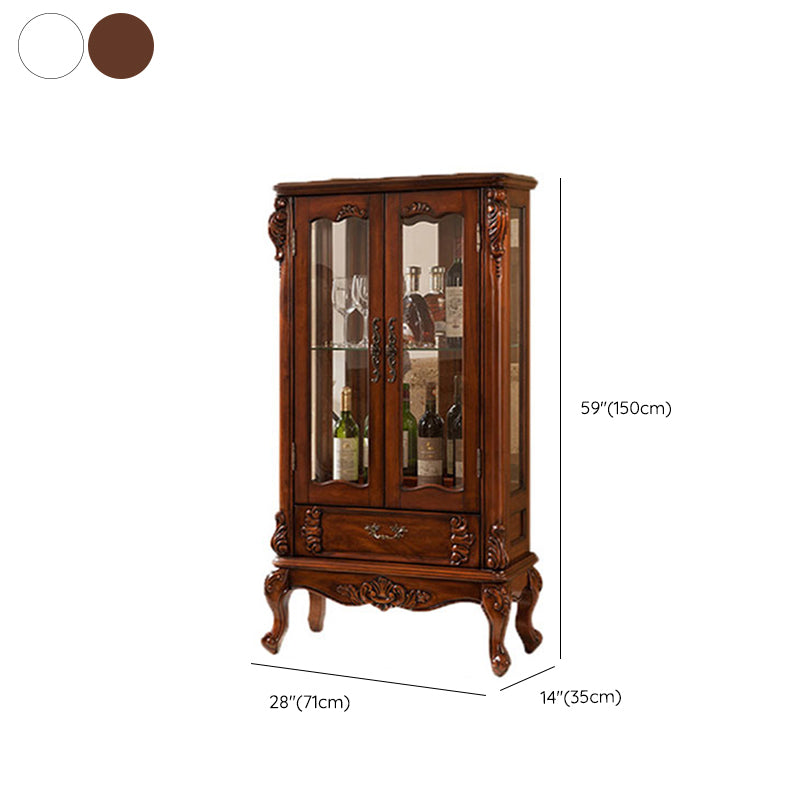 Traditional Glass Doors Curio Cabinet Birch Storage Cabinet for Home