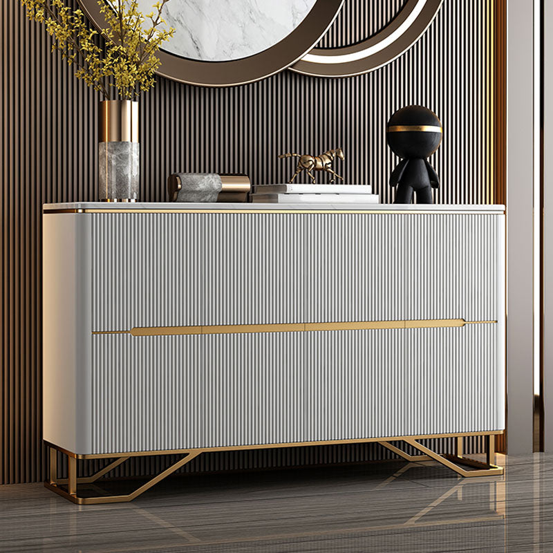 Glam Buffet Table Stone Sideboard Table with Legs for Kitchen