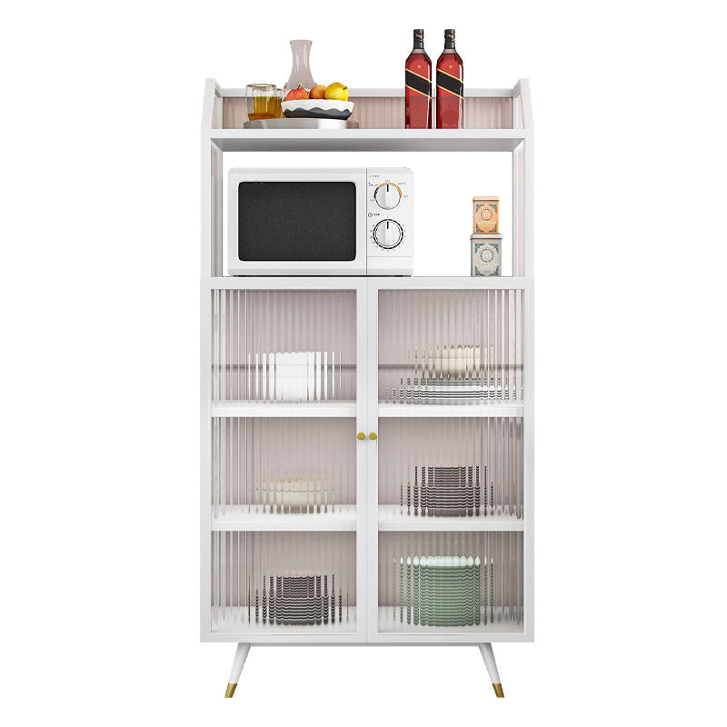 Contemporary Server Metal Glass Doors Dining Server with Doors for Living Room