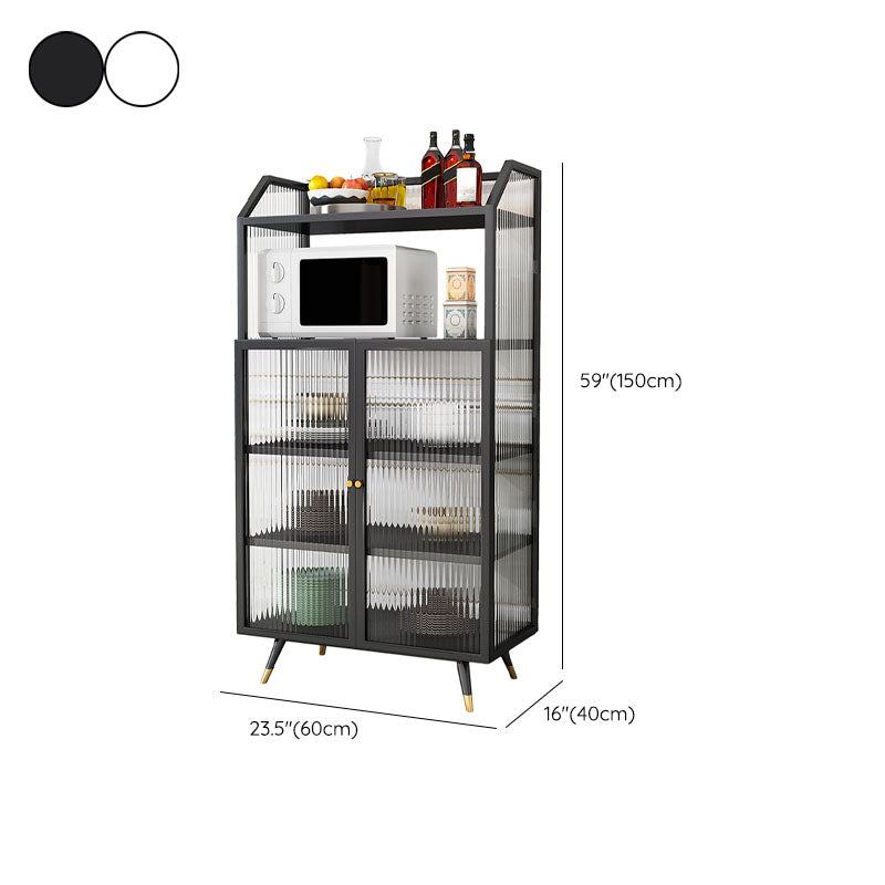 Contemporary Server Metal Glass Doors Dining Server with Doors for Living Room