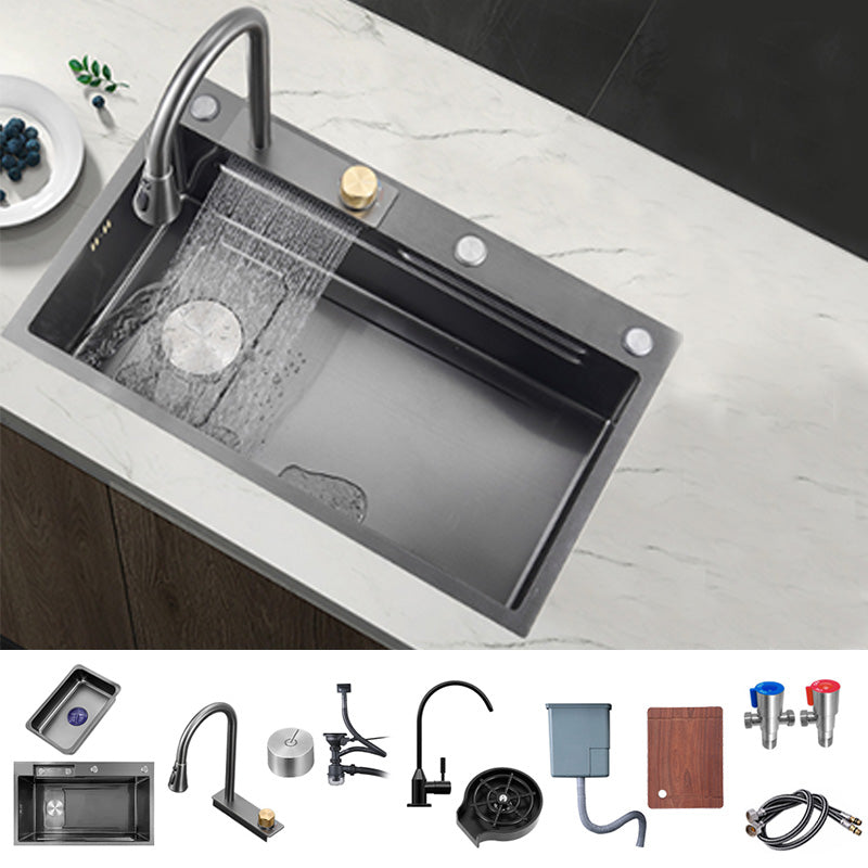 Modern Workstation Ledge Stainless Steel with Basket Strainer and Faucet Kitchen Sink