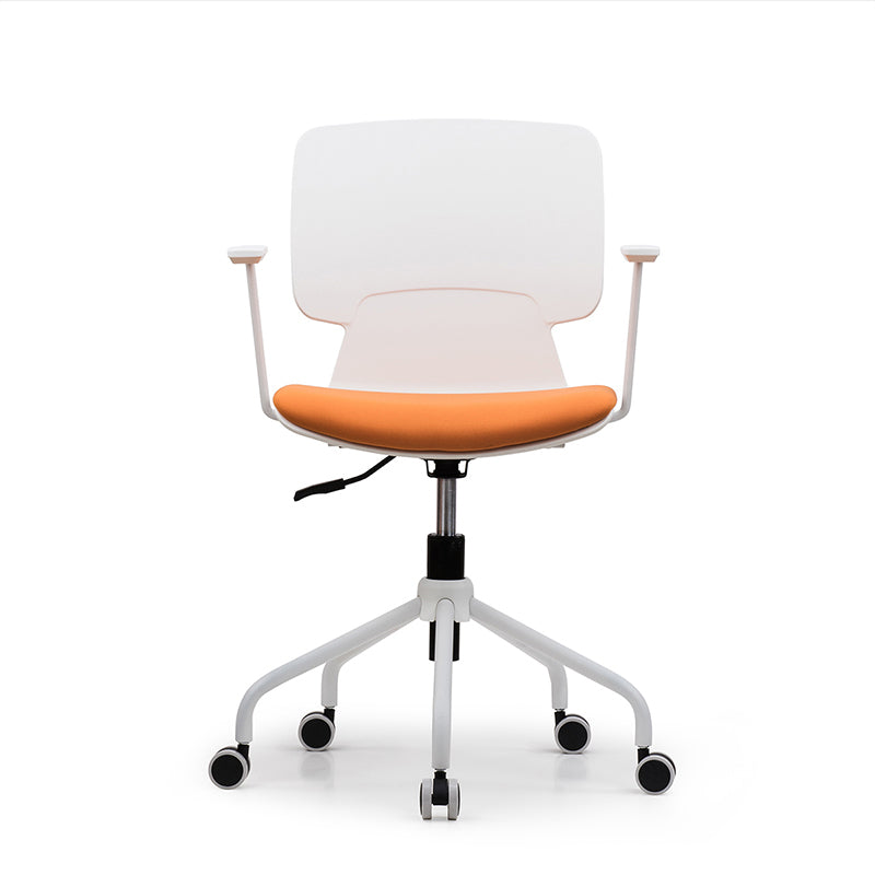 Modern Office Chair Upholstered Fixed Arms Ergonomic Swivel Chair