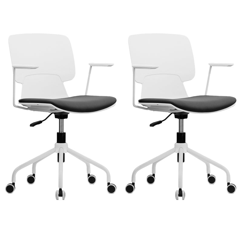 Modern Office Chair Upholstered Fixed Arms Ergonomic Swivel Chair