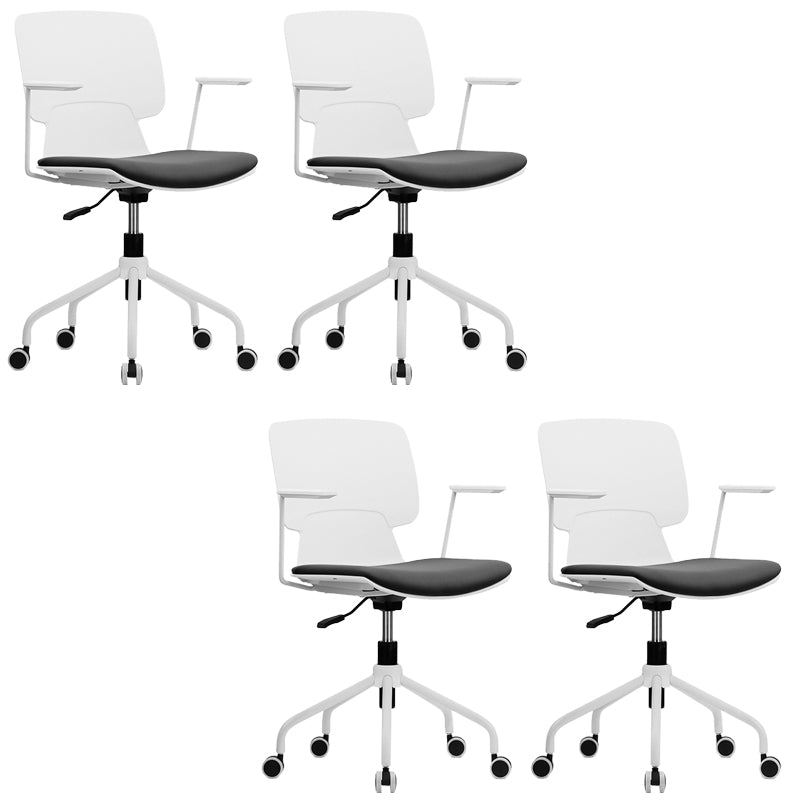 Modern Office Chair Upholstered Fixed Arms Ergonomic Swivel Chair