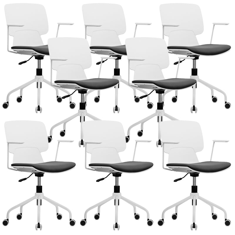 Modern Office Chair Upholstered Fixed Arms Ergonomic Swivel Chair