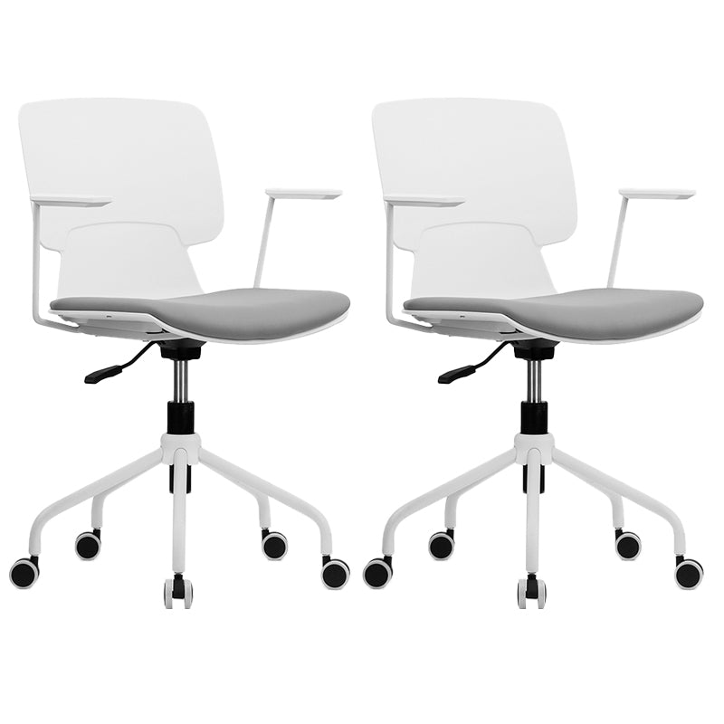 Modern Office Chair Upholstered Fixed Arms Ergonomic Swivel Chair