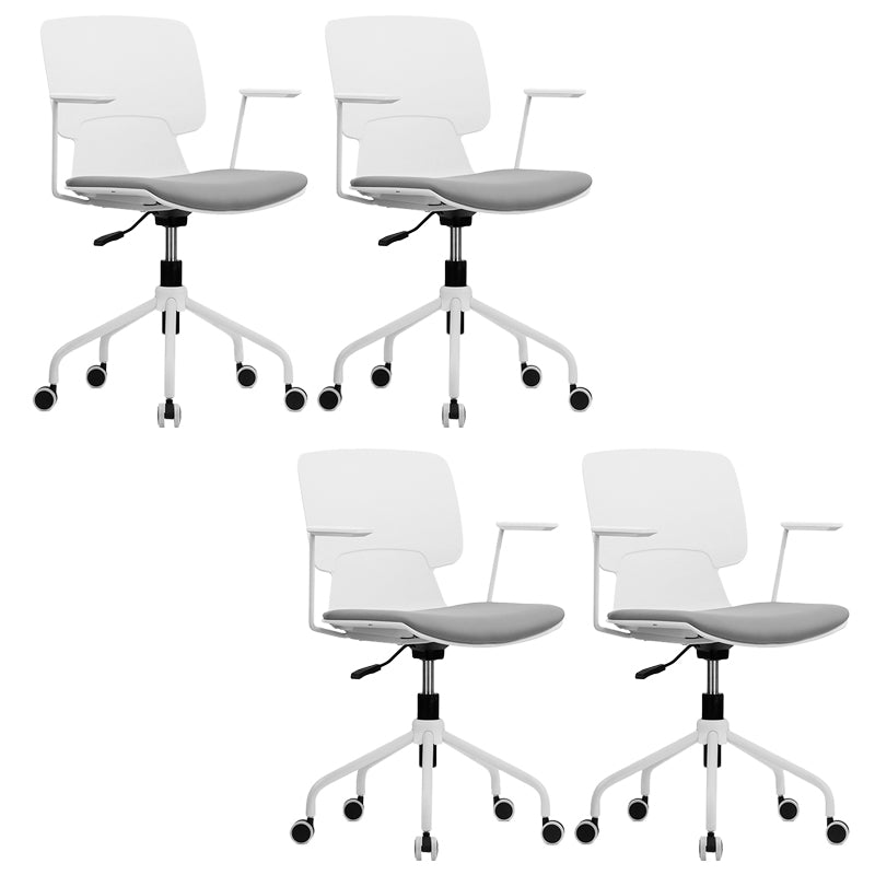 Modern Office Chair Upholstered Fixed Arms Ergonomic Swivel Chair