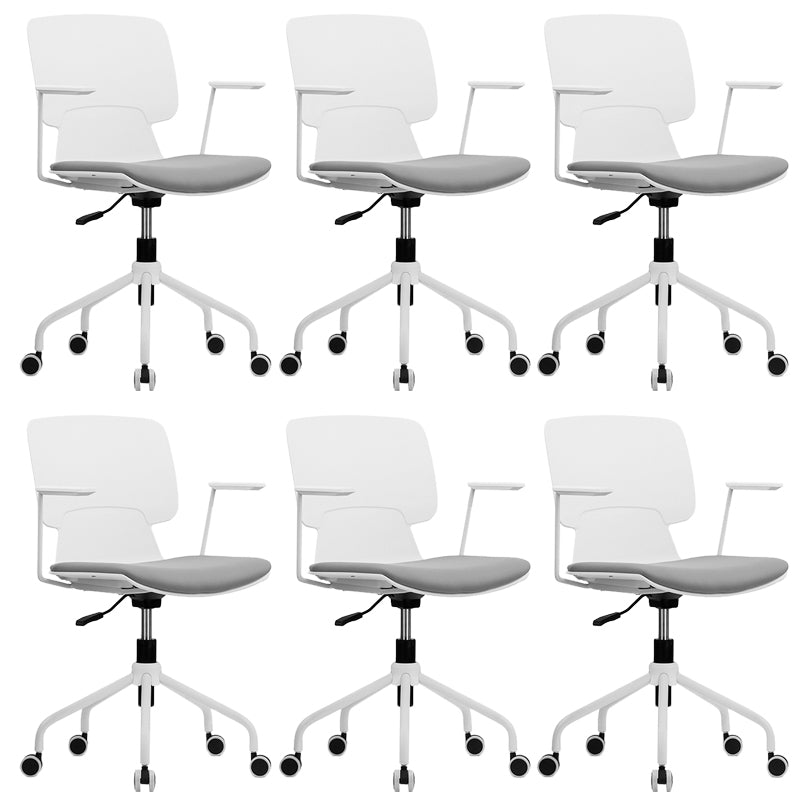 Modern Office Chair Upholstered Fixed Arms Ergonomic Swivel Chair