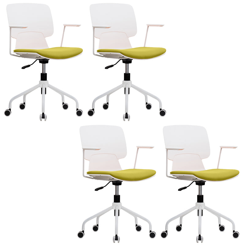 Modern Office Chair Upholstered Fixed Arms Ergonomic Swivel Chair