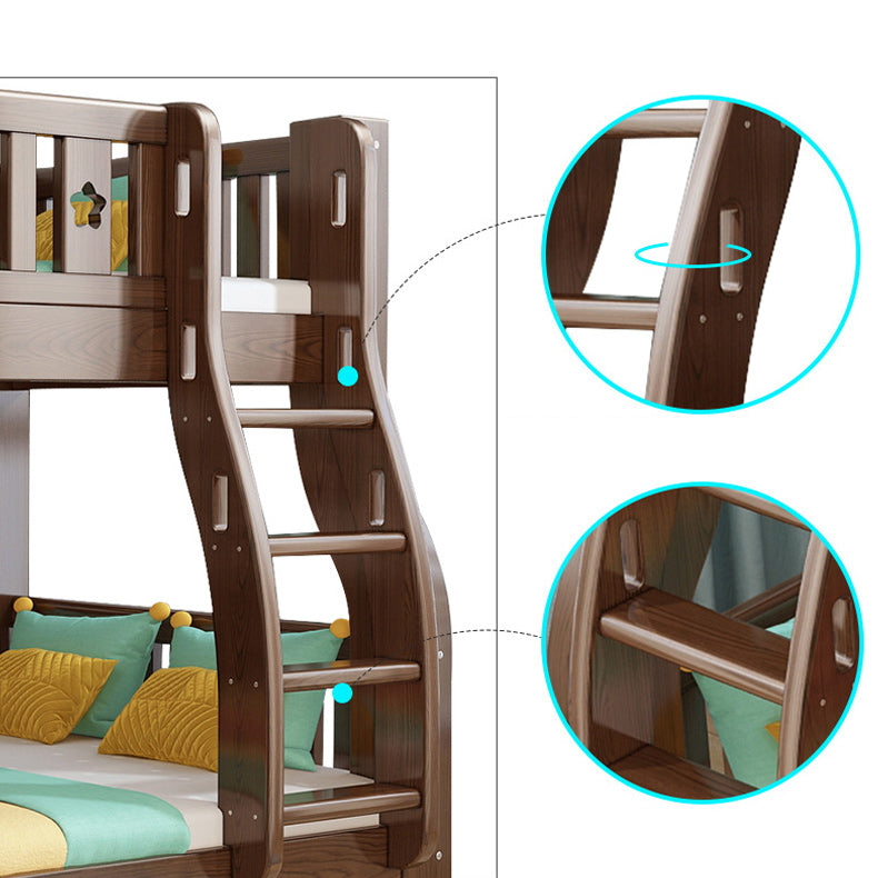 Storage Kids Bed Gender Neutral Solid Wood Bunk Bed with Guardrail