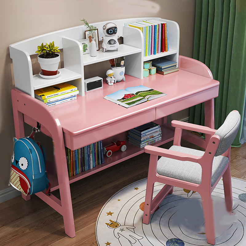 23.6"W Adjustable Desk Child Desk and Chair Set Kids Desk with Drawer