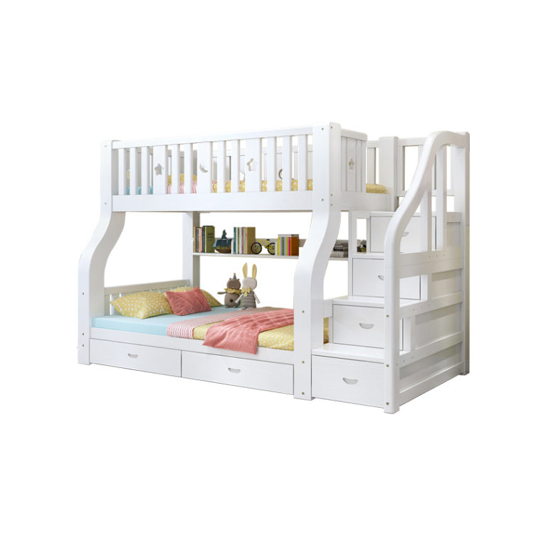 Solid Wood Bunk Bed Tall Clearance Scandinavian Kids Bed with Drawers