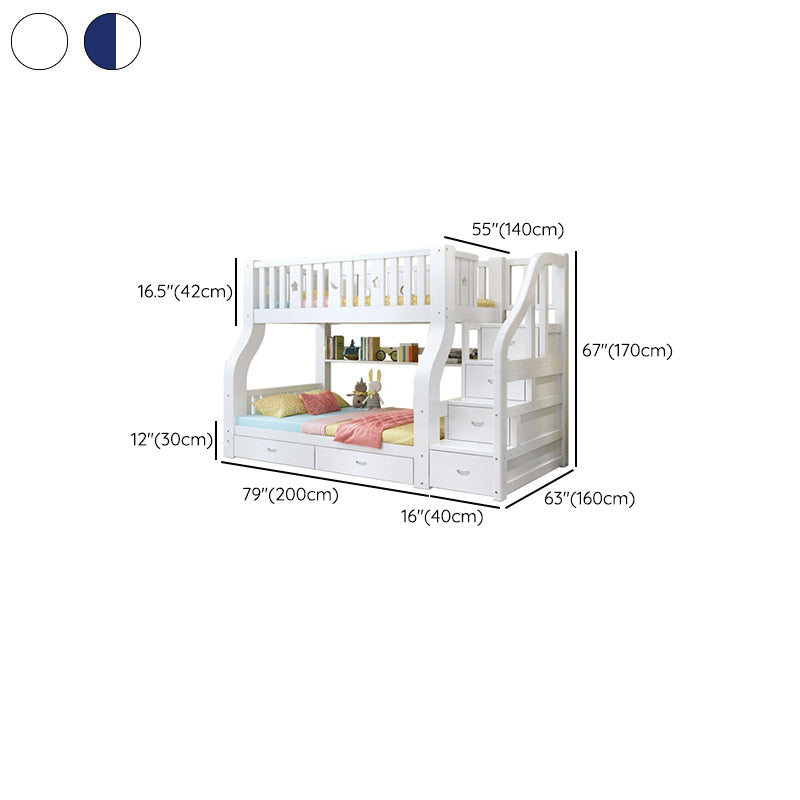 Solid Wood Bunk Bed Tall Clearance Scandinavian Kids Bed with Drawers