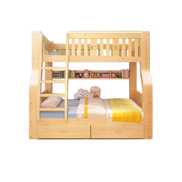 Solid Wood Scandinavian Kids Bed Gender Neutral Bunk Bed with Shelves