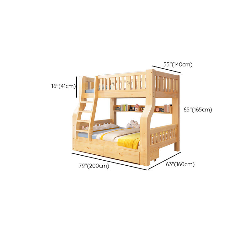 Solid Wood Scandinavian Kids Bed Gender Neutral Bunk Bed with Shelves