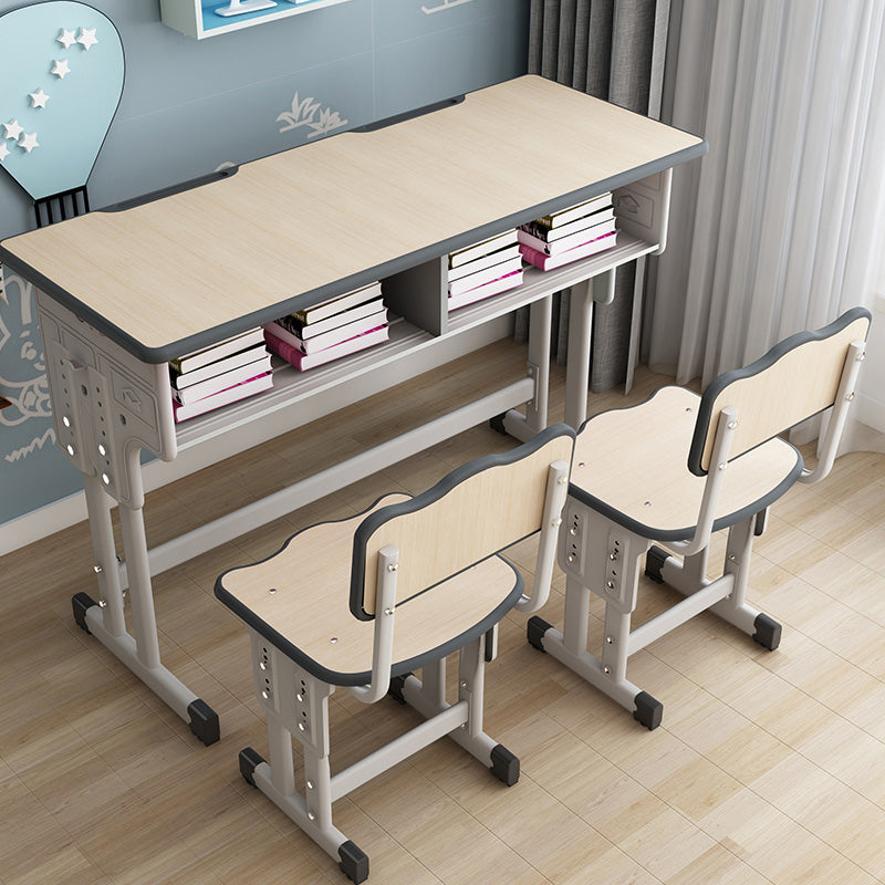 Student Desk with Side Storage Bag and Hook in Wood and Metal