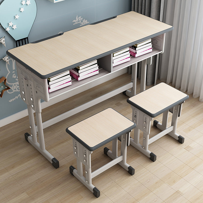 Student Desk with Side Storage Bag and Hook in Wood and Metal