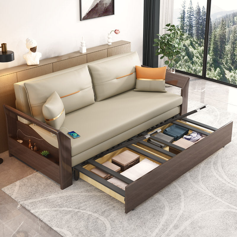 Scandinavian Futon Sleeper Sofa Bed Wood Futon Frame with Storage