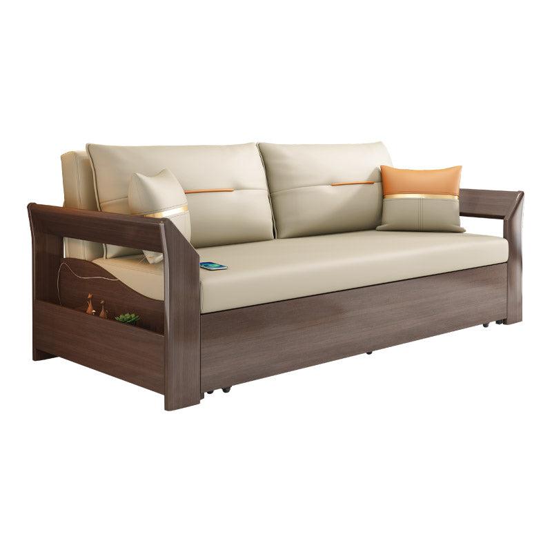 Scandinavian Futon Sleeper Sofa Bed Wood Futon Frame with Storage