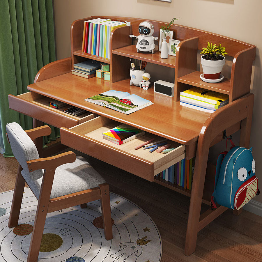 Contemporary Multifunctional Lifting Writing Desk with Storage Shelves