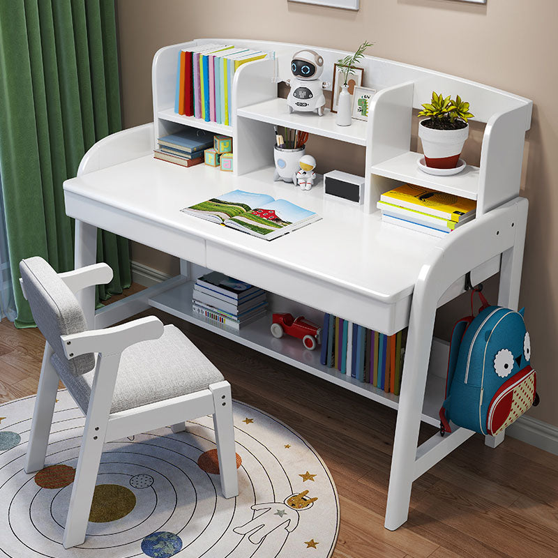 Contemporary Multifunctional Lifting Writing Desk with Storage Shelves