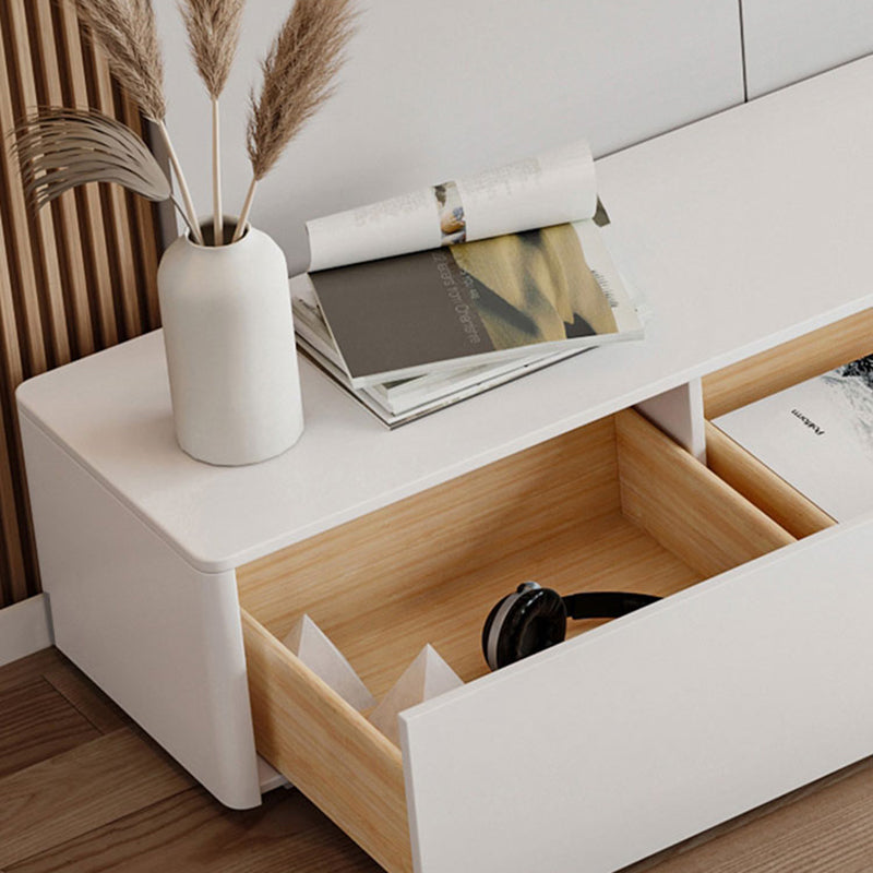 Engineered Wood TV Console Contemporary White Media Console  with Drawers