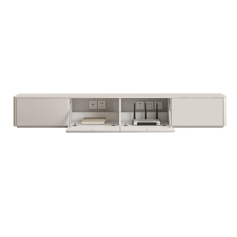 Faux Wood Media Console Contemporary White TV Stand Console with Drawers