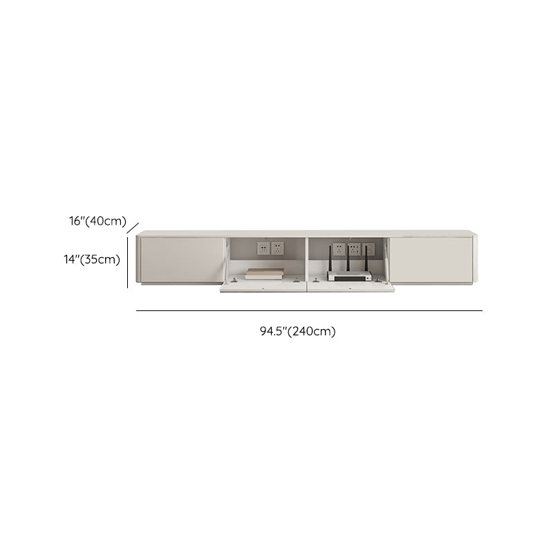 Faux Wood Media Console Contemporary White TV Stand Console with Drawers