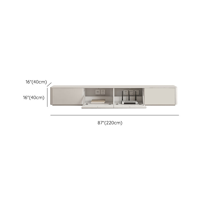 Faux Wood Media Console Contemporary White TV Stand Console with Drawers